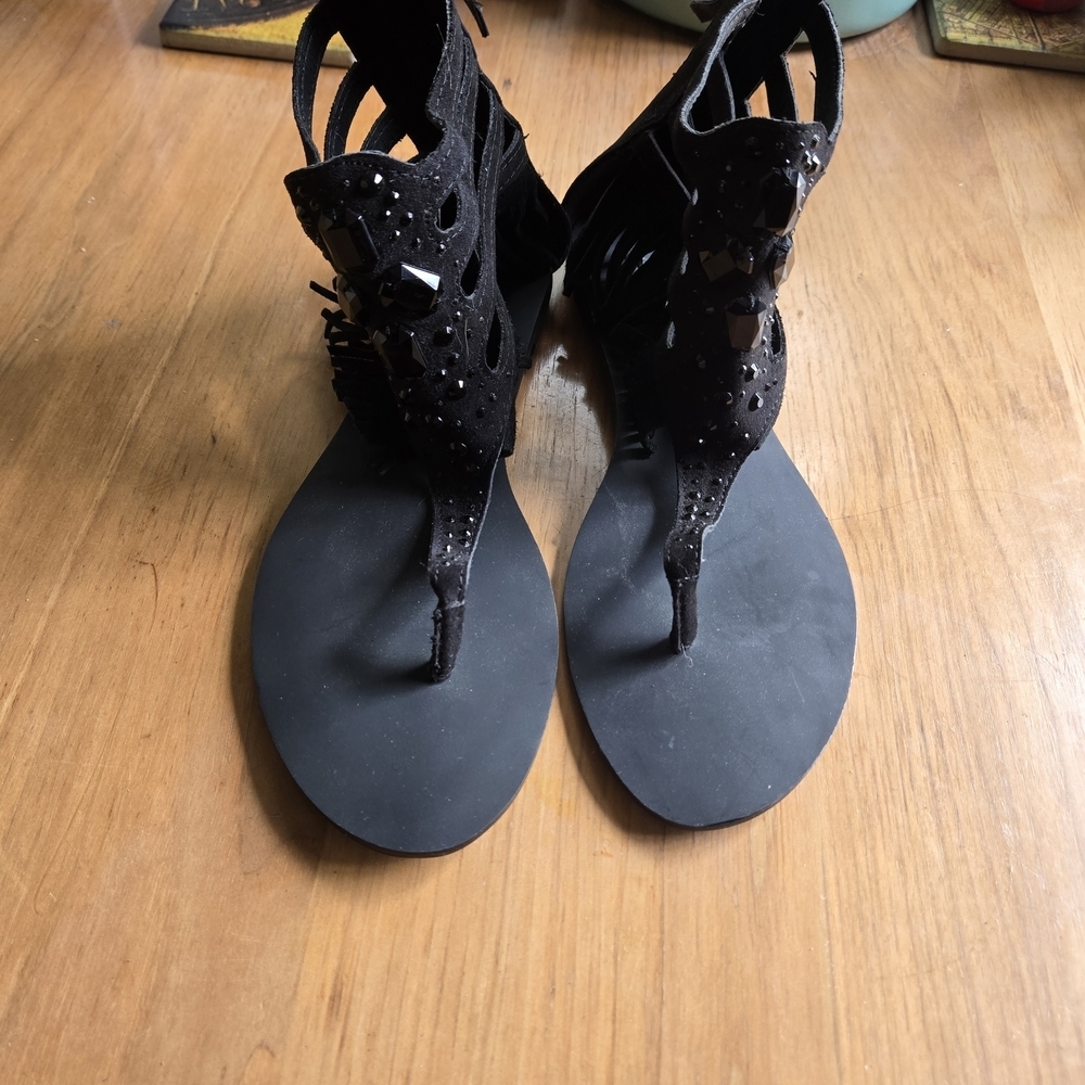 Stradivarius Black Embellished Sandals Size EU39/US 8